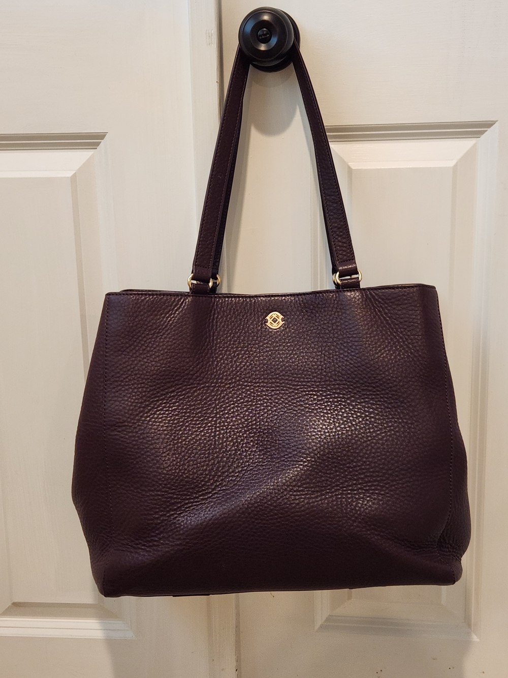 Dagne Dover Pebbled Leather Tote - Deep Brown